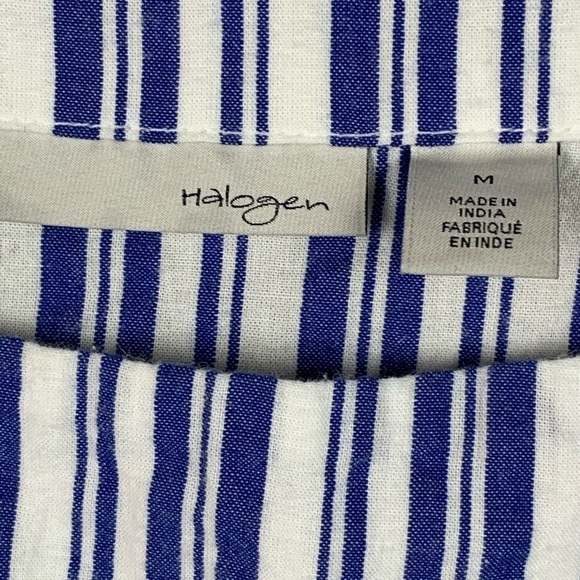 Halogen Blue White Short Sleeve Cropped Boxy Shirt - Picture 3 of 8